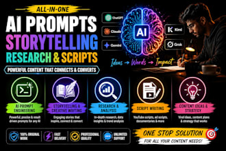 do ai prompts,script write,research,scripts,creative content