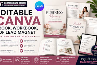 design editable canva ebook, workbook, pdf lead magnet, canva ebook and workbook