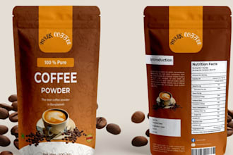 design product packaging, pouch packaging, cosmetic and coffee wrap