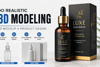 do realistic 3d modeling, 3d mockup and 3d product design