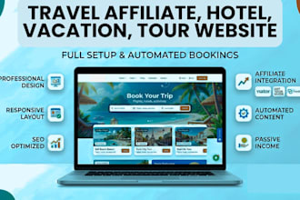 turnkey travel tour, vacation hotel booking website, travel affiliate website