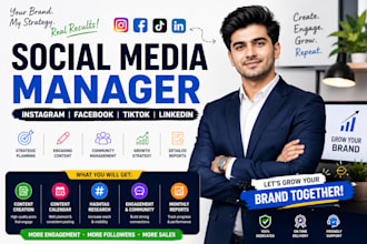 be your business social media manager with content creator and monthly planning