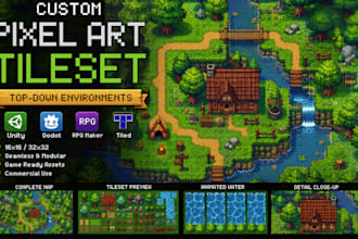 create top down fantasy forest pixel art tilesets for unity and godot rpg games