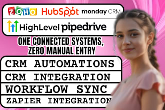 integrate hubspot, gohighlevel crm, zoho crm, pipedrive, monday crm with zapier