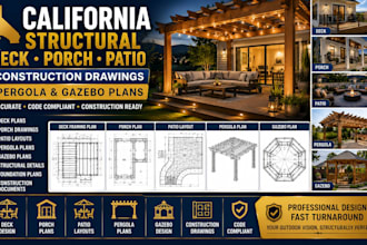 design california structural deck porch patio construction pergola gazebo plans