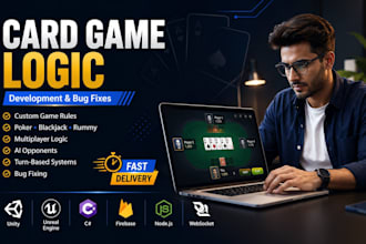 develop card game logic mechanics poker blackjacket rummy ai system