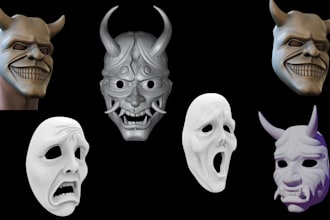 sculpt detailed 3d helmet, character head and prop for printing