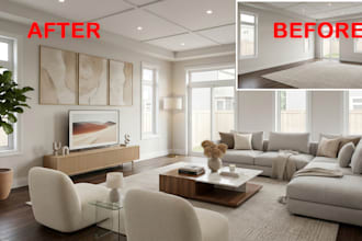 professionally virtual stage empty rooms for real estate