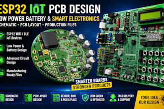 work on esp32 iot pcb design,firmware integration multilayer pcb with schematic