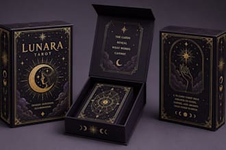 design card game box, tuck box, tcg deck box, dieline, and print ready 3d mockup