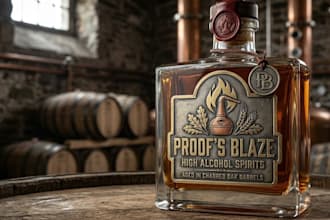 create high alcohol bottle and spirits logo
