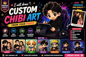 create custom chibi art, line art, manga art, ghibli style from your photo