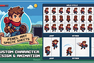 create pixel art sprite sheet rpg maker character sprite game asset