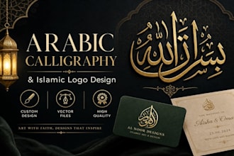 design custom arabic calligraphy, arabic logo design, and typography art