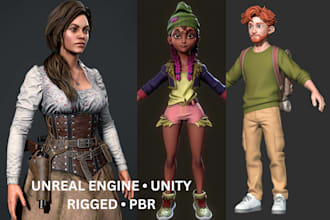 game ready character low poly model unity 3d character rigging unreal engine fbx