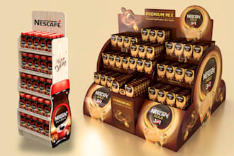 design custom counter display box, pop display design for coffee, pet, beverages