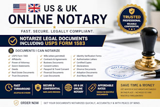 notarize UK US online notary, notarize legal documents usps form 1583, UK notary