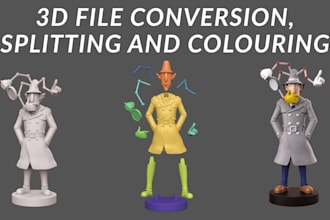 texture, colour, split stl and convert stl to 3mf for 3d printing