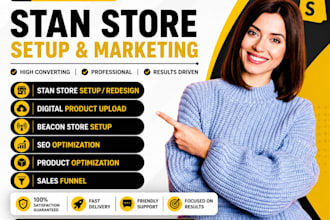 design setup optimize stanstore shopify, etsy and beacons ai