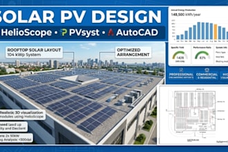 design solar pv system using helioscope, sketchup, pvsyst and autocad