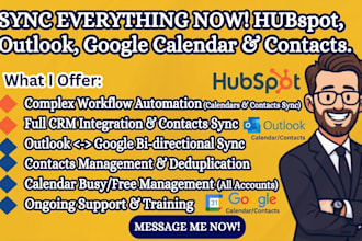 hubspot outlook google calendar outlook calendar outlook contacts CRM automation