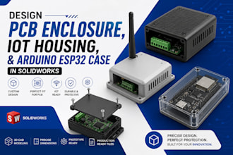 design pcb enclosure, iot housing, and arduino esp32 case in solidworks