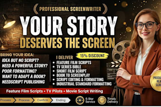 professional screenplay, movie script, thriller, horror, romance, or drama