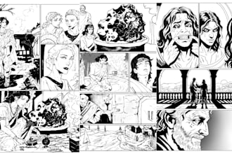 draw vintage horror comic book art, retro poster illustration and manga