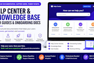 create help center, knowledge base, user guide, and  onboarding documentation