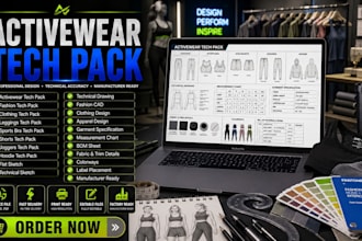 do gym wear tech pack, leggings tech pack, sports bra tech pack, fashion cad