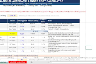 create an expert landed cost calculator and supply chain dashboard