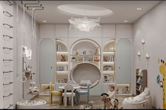 design 3d kids room ,montessori, playroom, kindergarten, nursary, tenager room