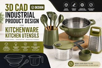 3d cad design industrial product design for kitchenware kitchen utensils