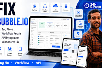 fix bubble io bugs, workflow, responsive issues, API and database