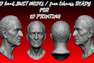 realistic sculpt 3d head bust model face portrait 3d likeness stl for printing