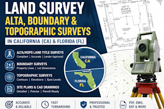 provide land survey alta boundary and topographic surveys in ca fl