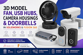 3d model fan usb hubs camera housings and doorbells in solidwork fusion 360