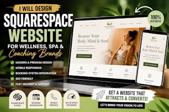 build premium squarespace website for wellness brand coaches and sauna businsess