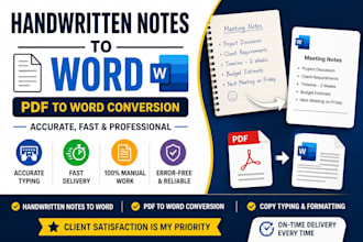 type handwritten notes into word, convert PDF to word