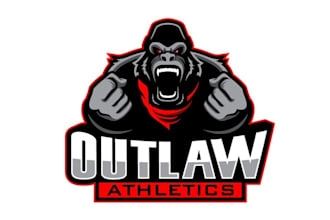make outlaw character logo for a fitness apparel company