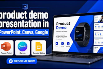 design product demo presentation in powerpoint, canva, google slides