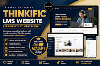 design thinkific online course lms website with student portal
