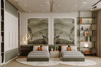 design 3d kindergarten kids room playroom nursery and daycare interior rendering