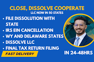 company dissolution, cancel, dissolve US llc or corp reinstatement, amendment