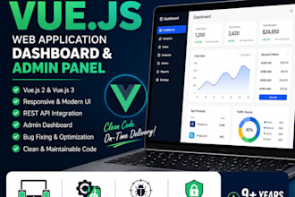 build or fix vue web application dashboard and admin panel