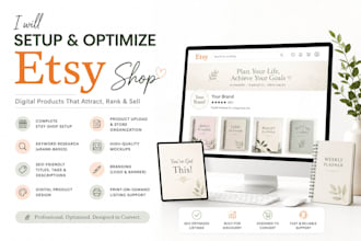design etsy digital product etsy shop setup etsy seo listings optimization