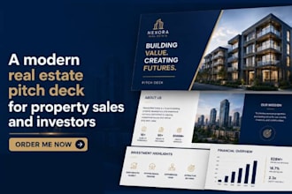 create a modern real estate pitch deck for property  sales and investors
