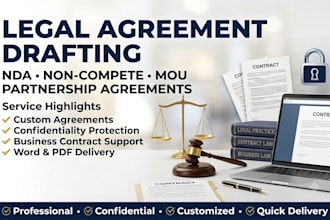 draft nda, non compete, partnership, mou and confidentiality agreements