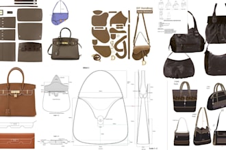 design 3d backpack, tote bag, purse, hand bag,  suitcase and make a tech pack