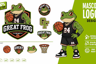 design custom mascot logo for sports and business in vector